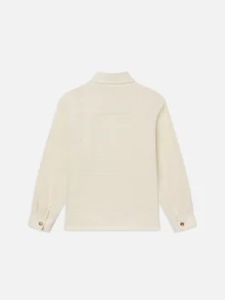 Textured Shirt Jacket in Off White