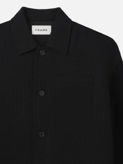 Textured Shirt Jacket in Black
