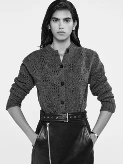 Textured Stitch Cardigan in Dark Gris Heather