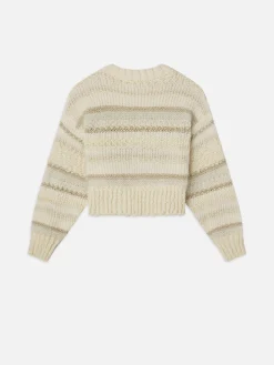 Textured Stripe Sweater in Cream Multi