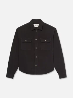 Textured Terry Overshirt in Navy