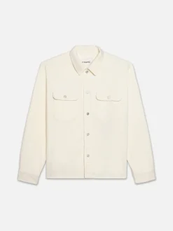 Textured Terry Overshirt in Off White