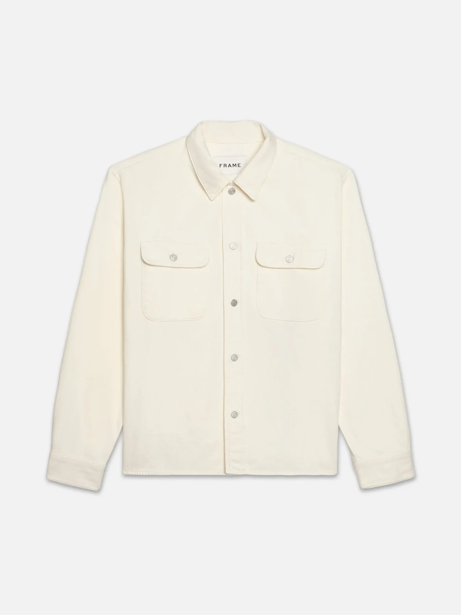 Textured Terry Overshirt in Off White