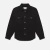 Textured Terry Overshirt in Black