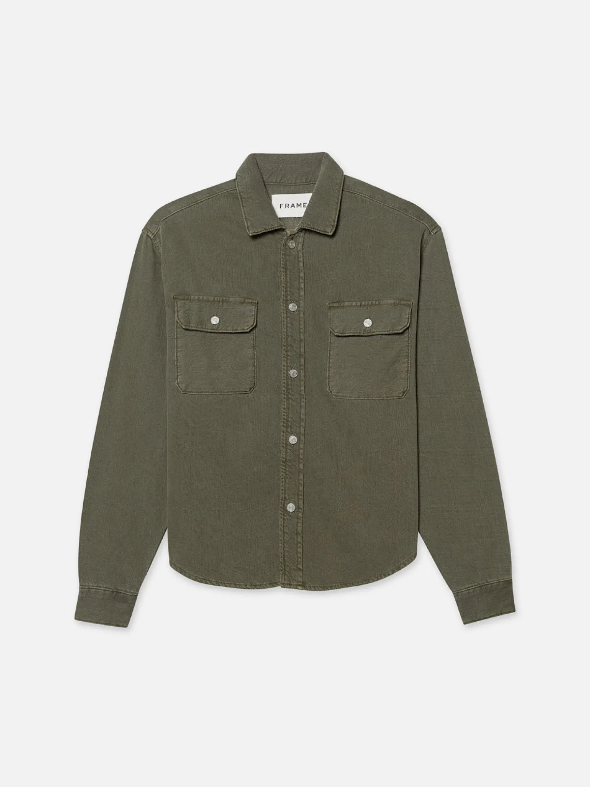 Textured Terry Overshirt in Smokey Olive