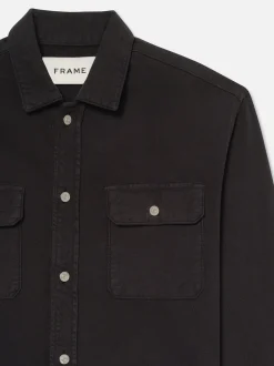 Textured Terry Overshirt in Navy