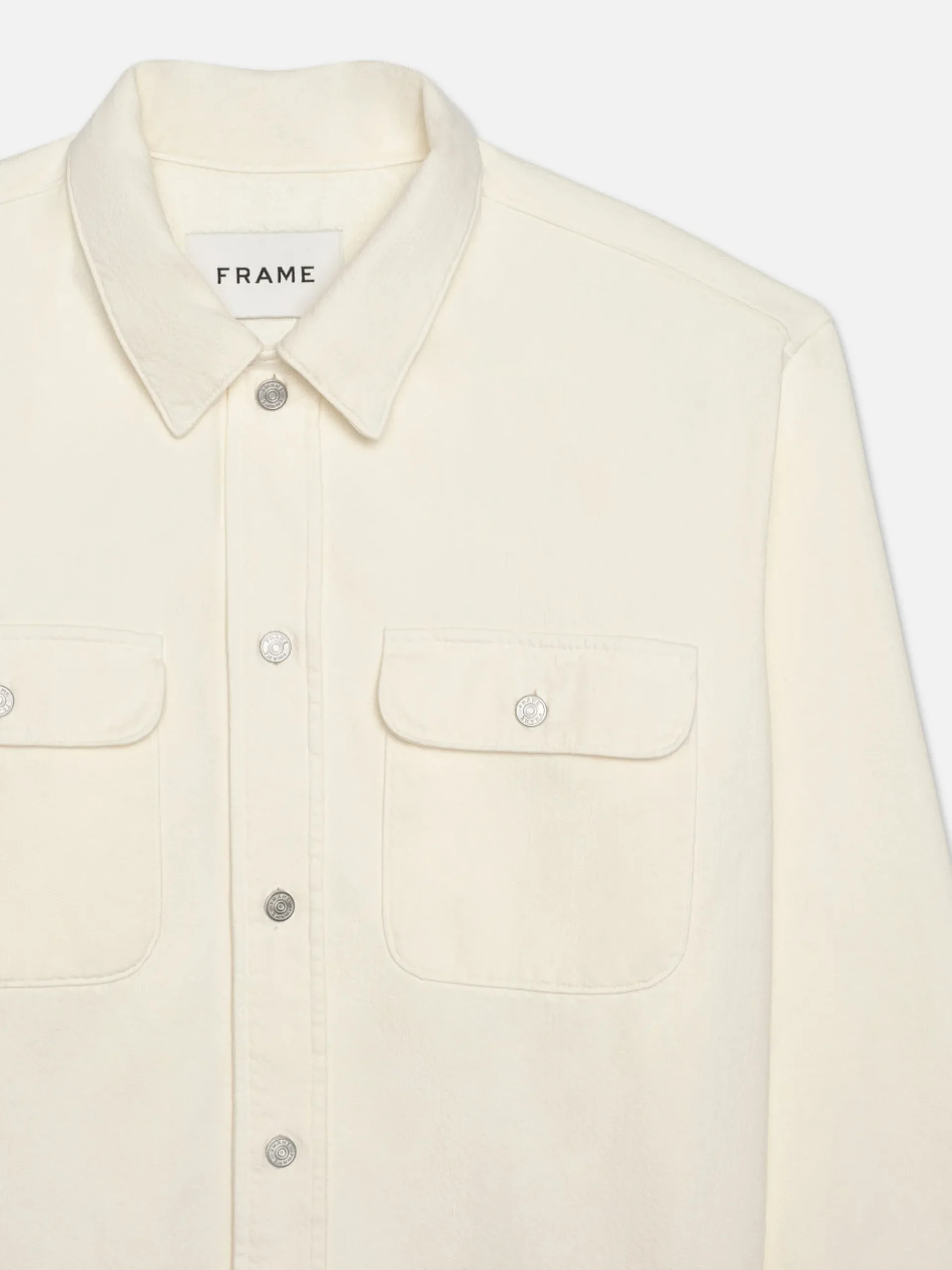 Textured Terry Overshirt in Off White