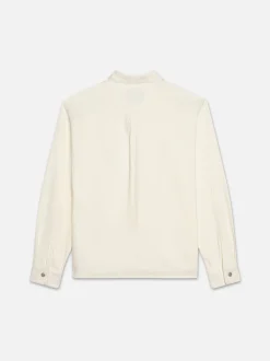Textured Terry Overshirt in Off White