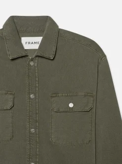 Textured Terry Overshirt in Smokey Olive