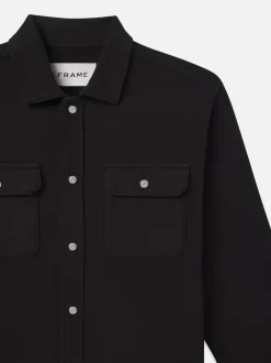 Textured Terry Overshirt in Black