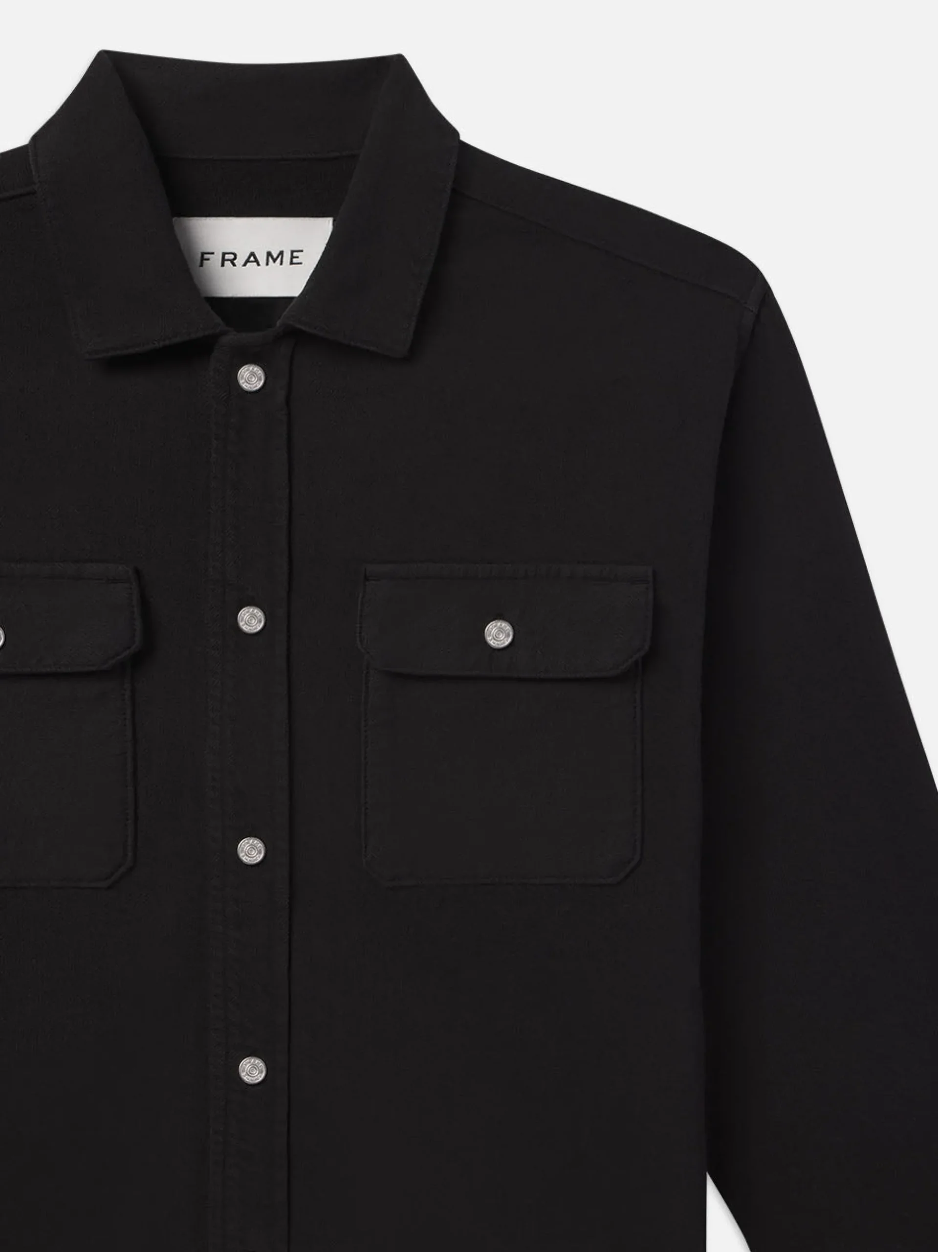 Textured Terry Overshirt in Black