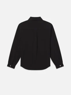 Textured Terry Overshirt in Black