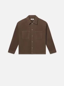 Textured Terry Relaxed Shirt in Soft Mocha