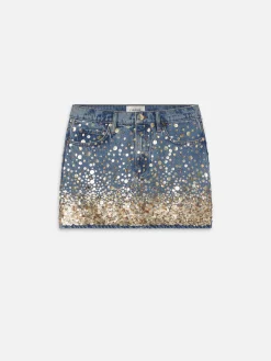 The Atelier Champagne Skirt in Gold Embellished