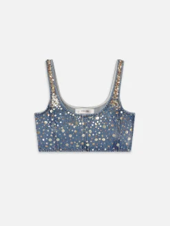 The Atelier Champagne Top in Gold Embellished