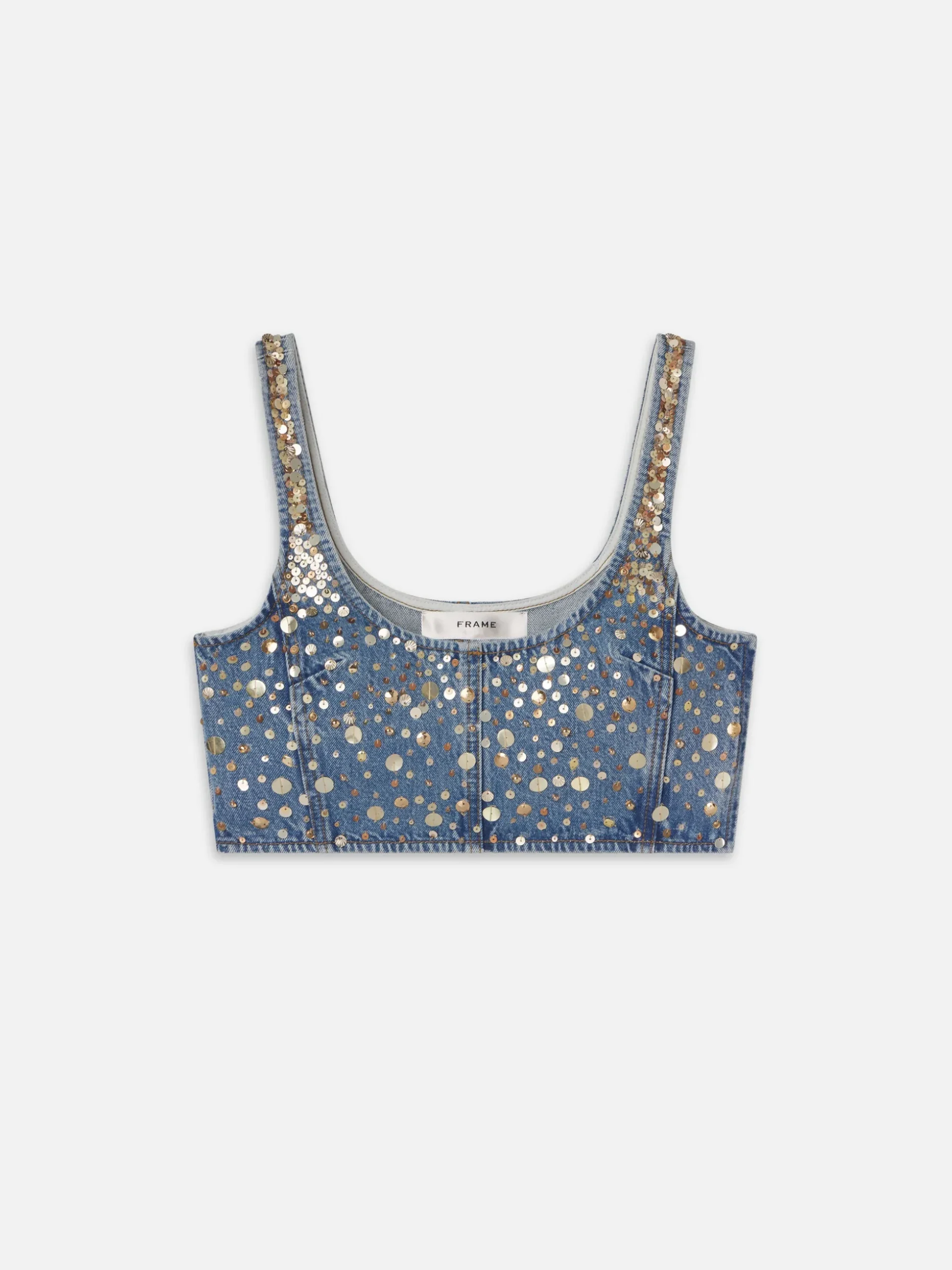 The Atelier Champagne Top in Gold Embellished