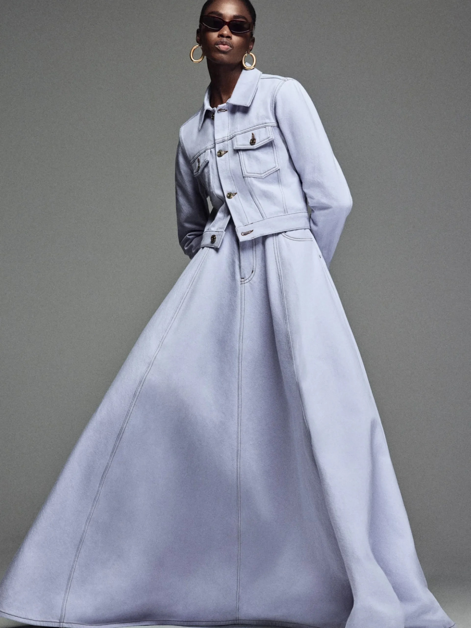 The Denim Ball Skirt in Celeste