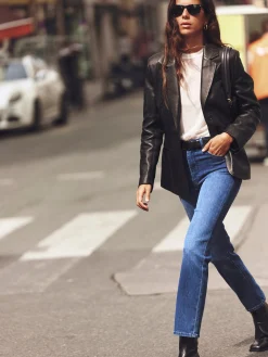 The Femme Leather Blazer in Black