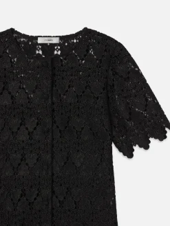 The Lace Button Front Dress in Black