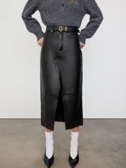 The Leather Midaxi Skirt in Black