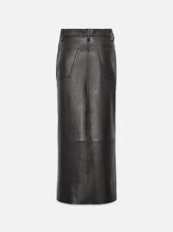 The Leather Midaxi Skirt in Black