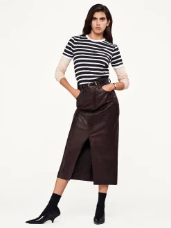 The Midaxi Leather Skirt in Espresso Croc
