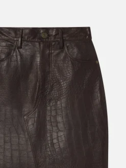 The Midaxi Leather Skirt in Espresso Croc