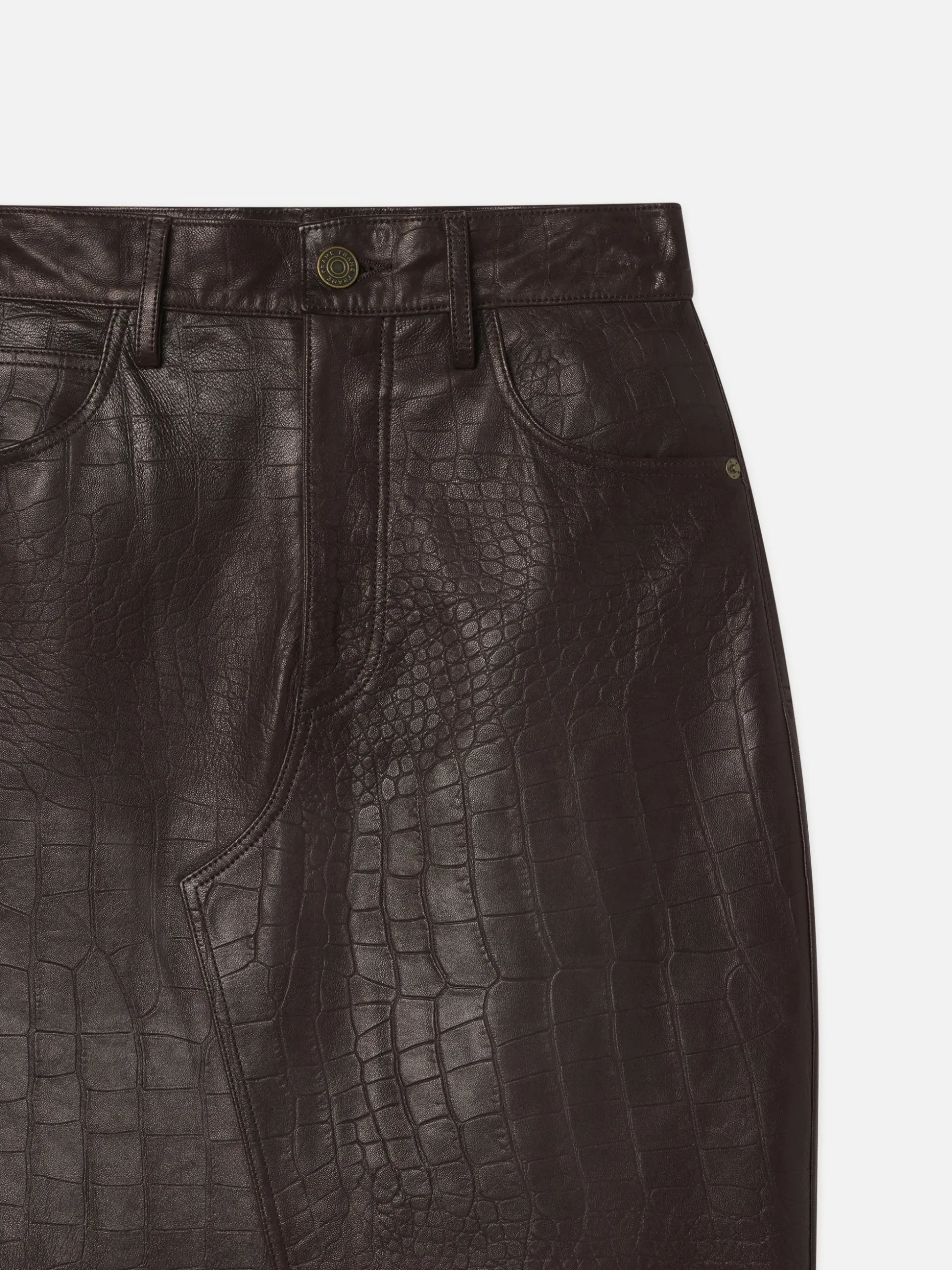 The Midaxi Leather Skirt in Espresso Croc