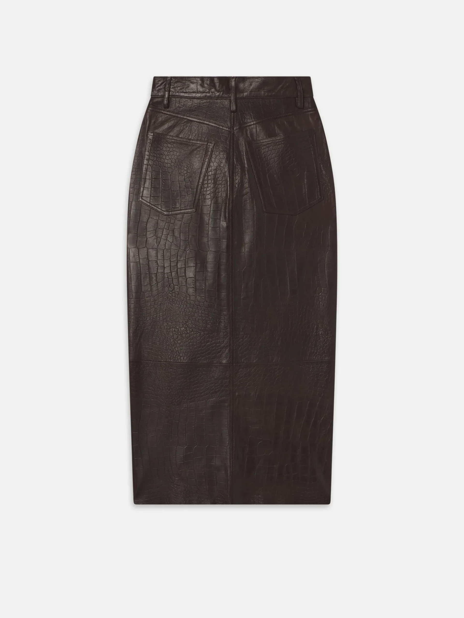 The Midaxi Leather Skirt in Espresso Croc