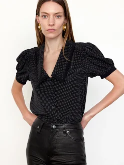 The Polka Dot Sailor Blouse in Black Multi