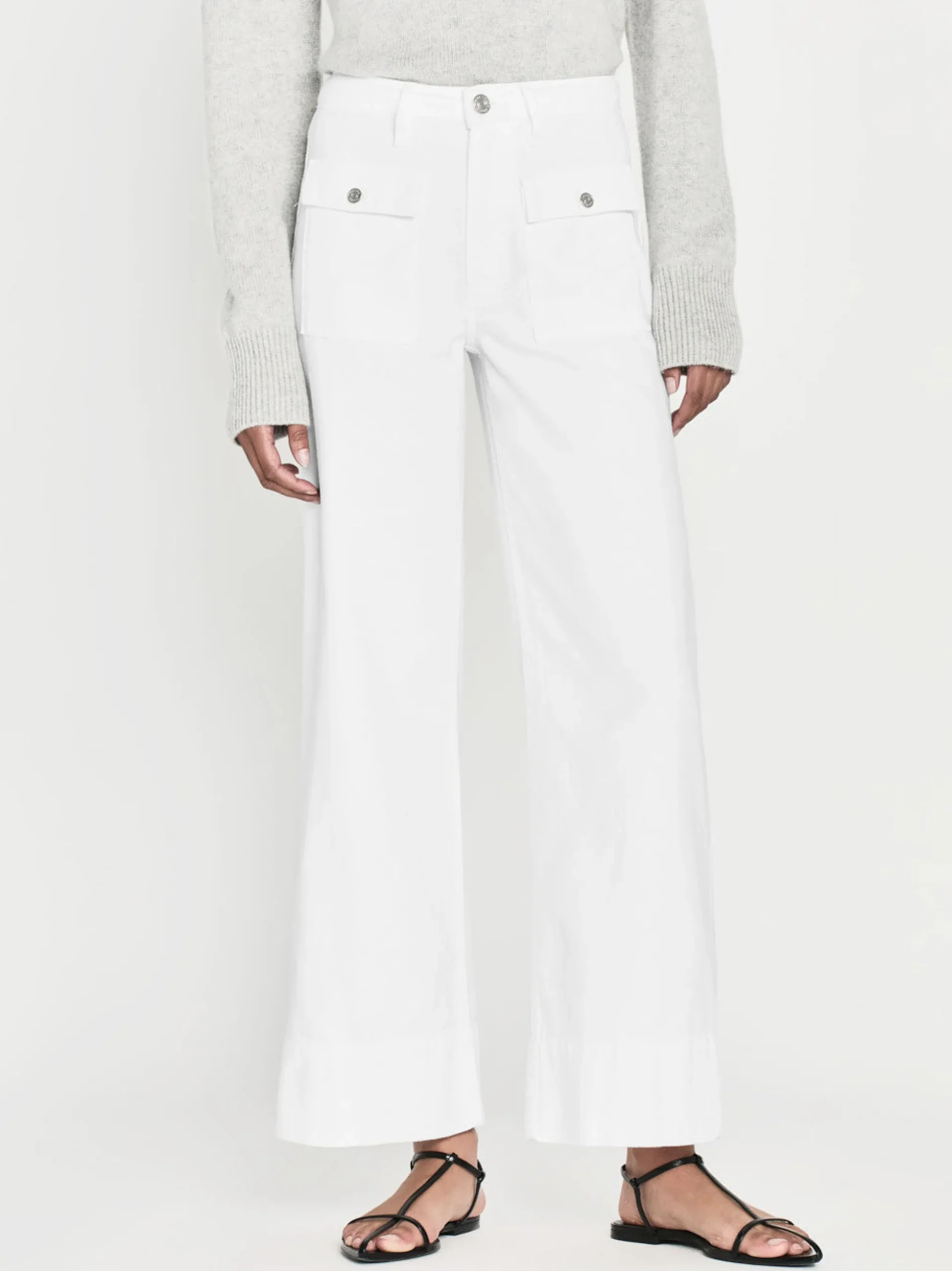 The 70's Patch Pocket Crop Straight in White