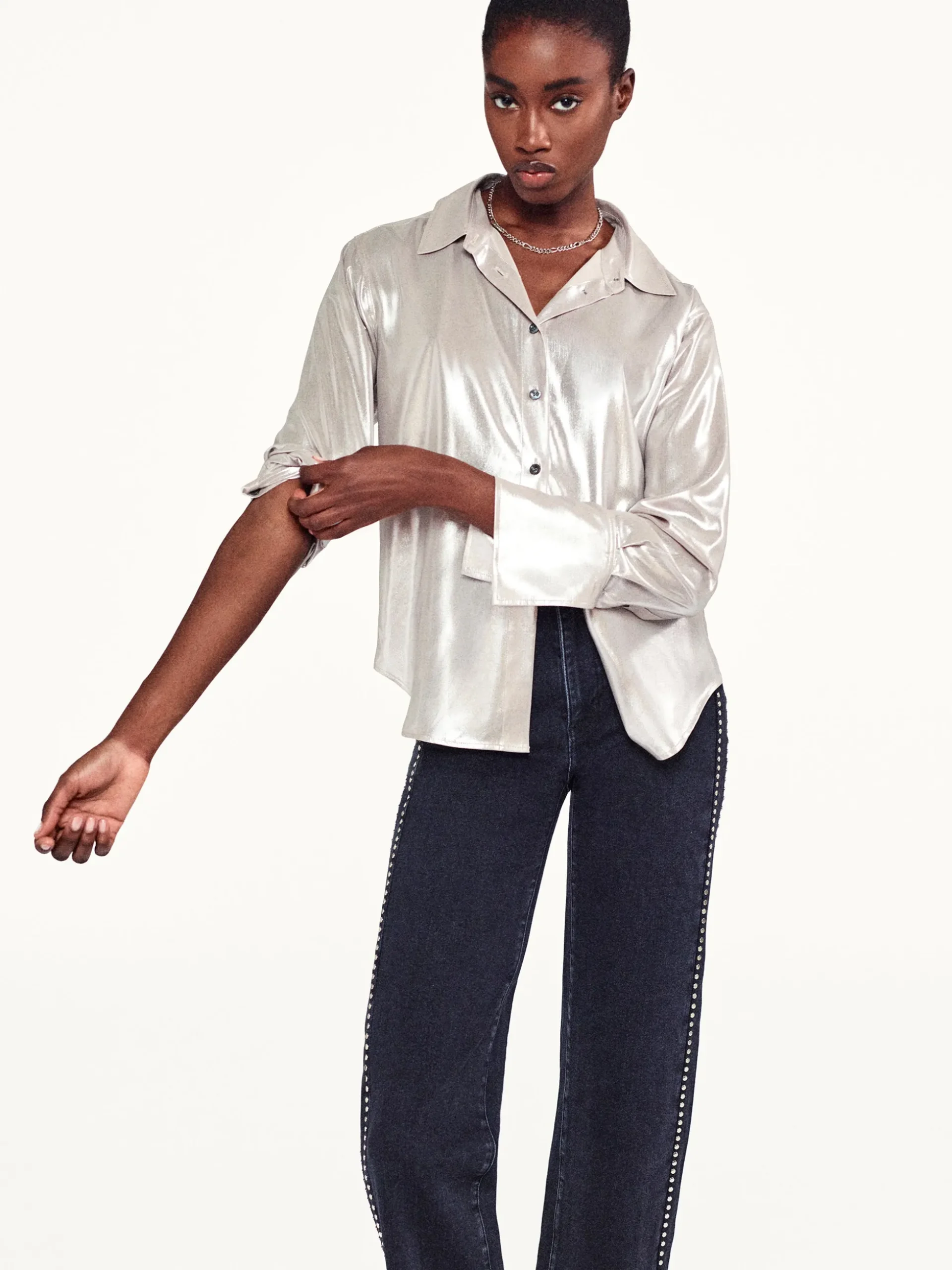 The Standard Shirt in Silver Lame