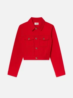 The Tailored Denim Jacket in Herrera Red
