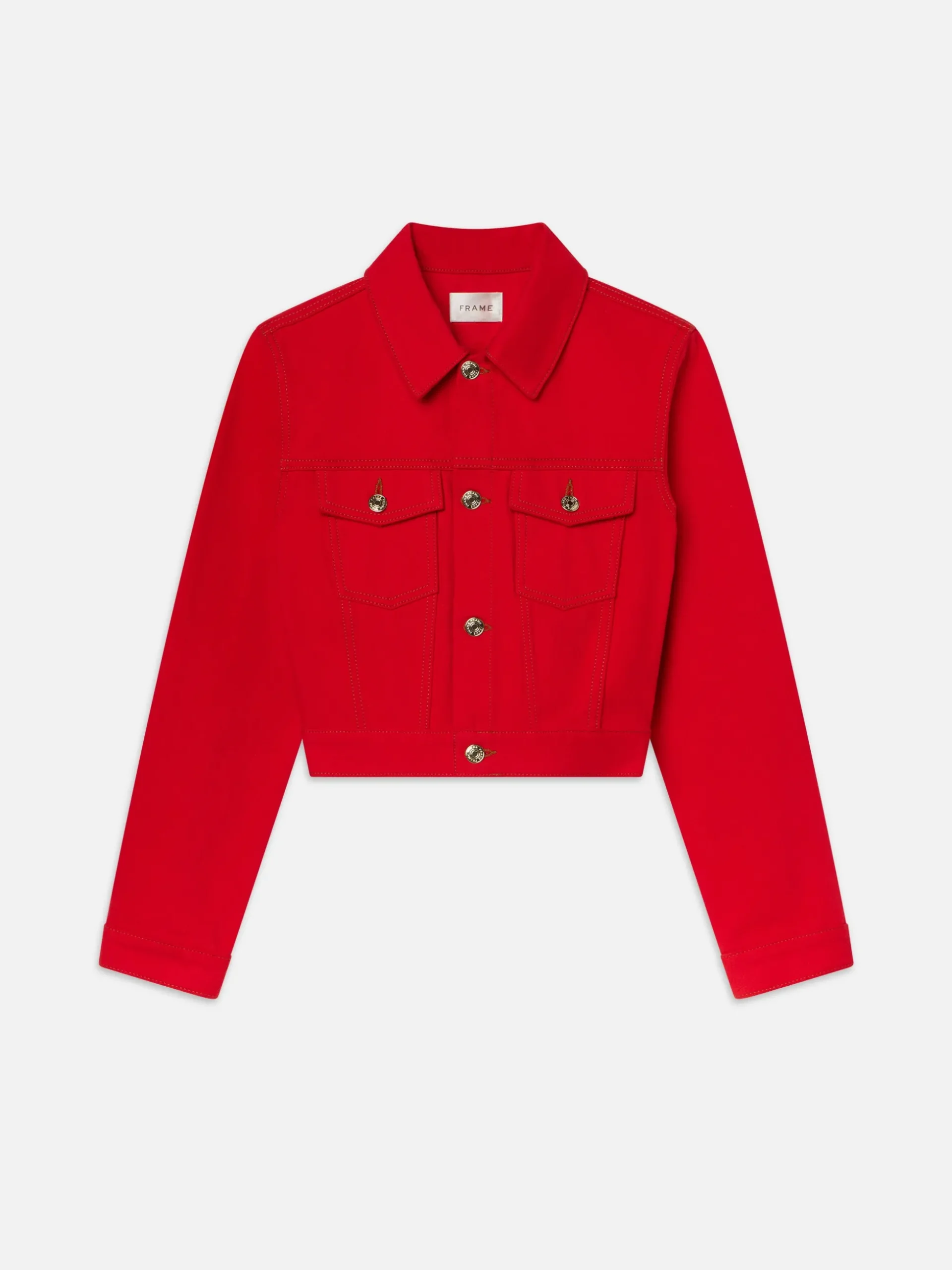 The Tailored Denim Jacket in Herrera Red