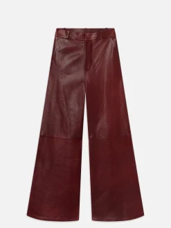 The Wide Leather Trouser in Syrah Red