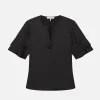 Tiered Ruffle Short Sleeve Blouse in Black