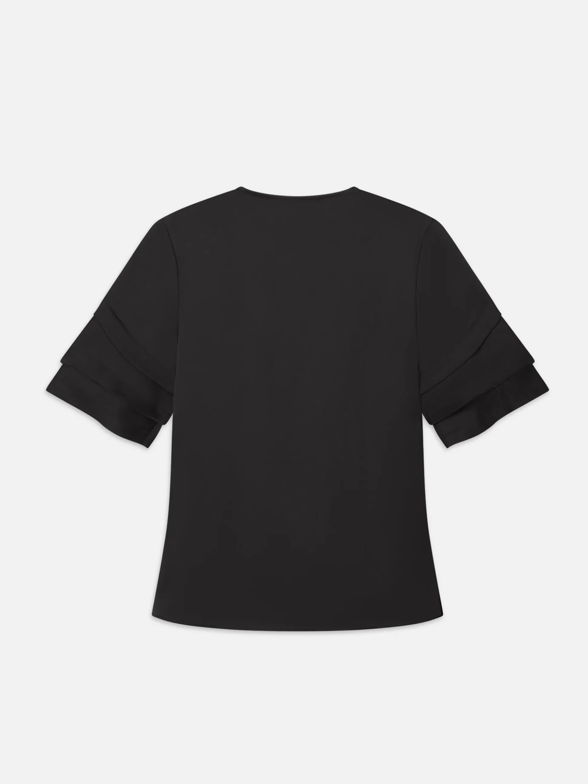 Tiered Ruffle Short Sleeve Blouse in Black
