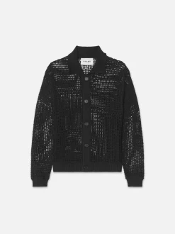 Tonal Crochet Sweater in Black
