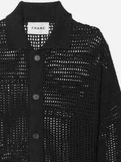 Tonal Crochet Sweater in Black