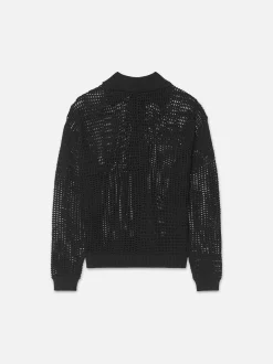 Tonal Crochet Sweater in Black