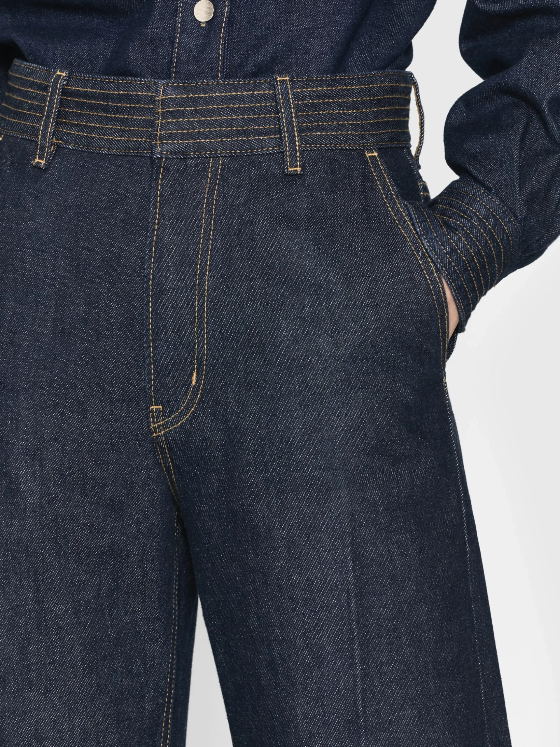 Trapunto Trouser in Rinse