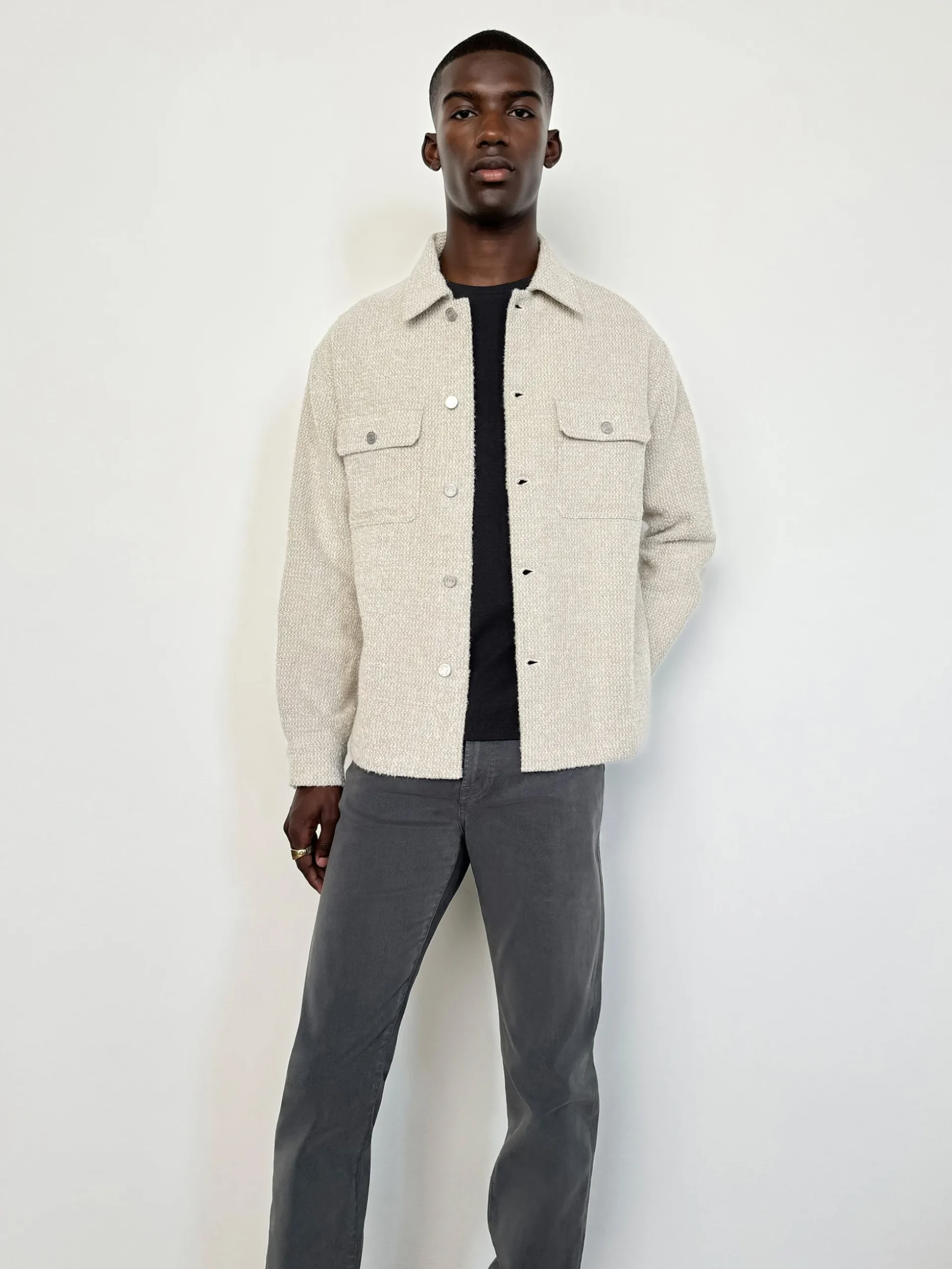 Tweed Overshirt Jacket in Dove Tweed