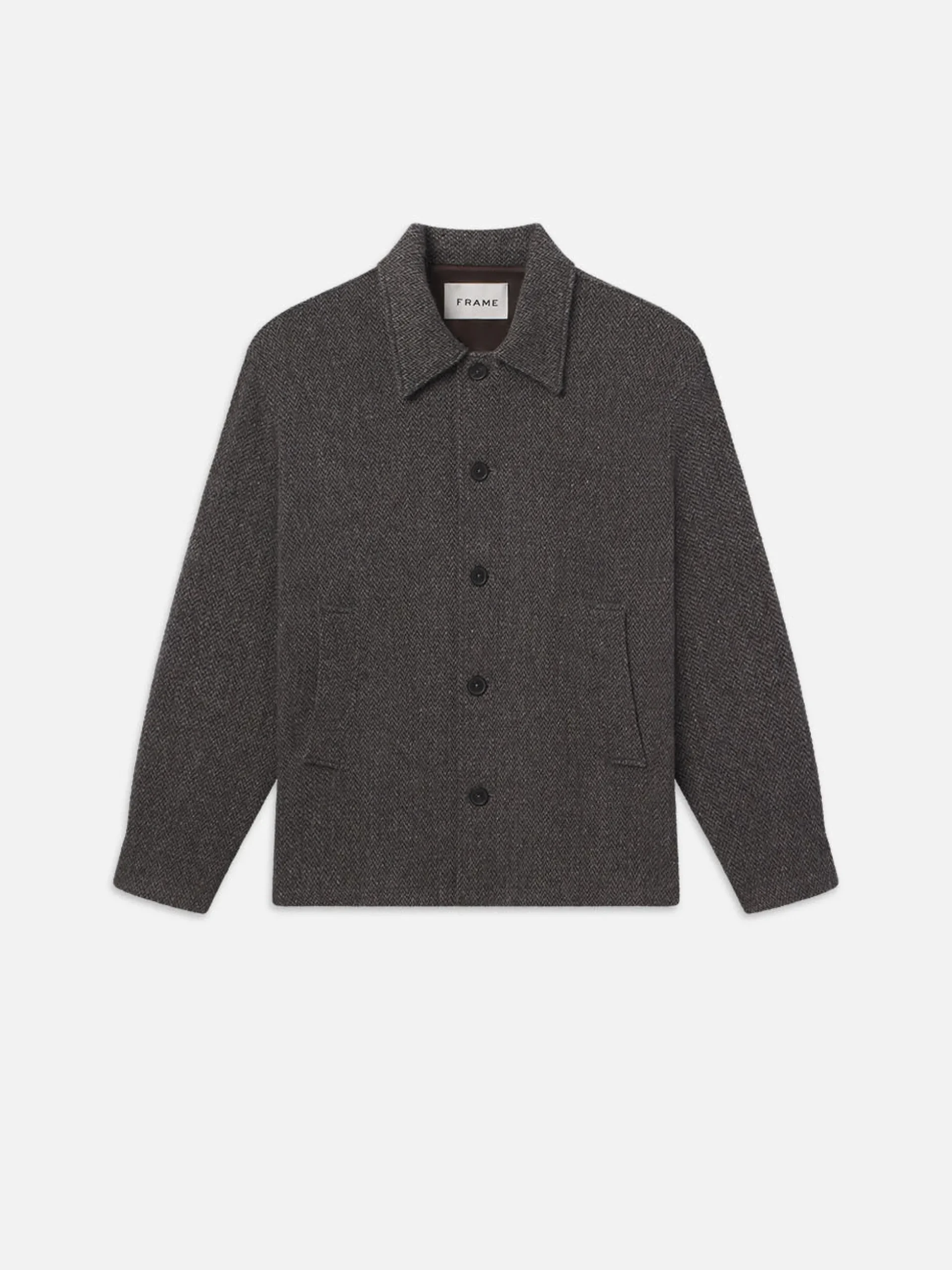 Tweed Shirt Jacket in Heather Brown