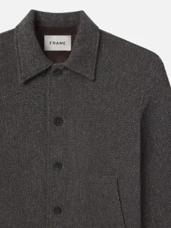 Tweed Shirt Jacket in Heather Brown
