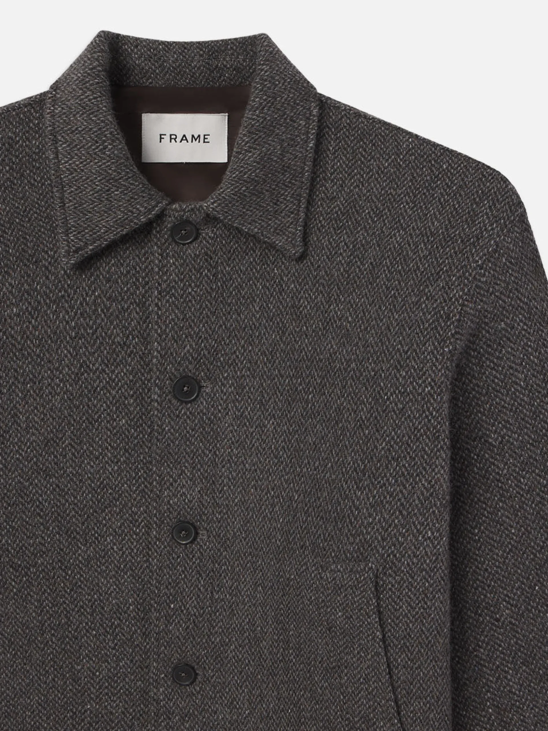 Tweed Shirt Jacket in Heather Brown