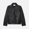 Utility Leather Jacket in Black