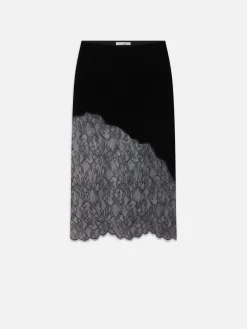 Velvet Lace Skirt in Black