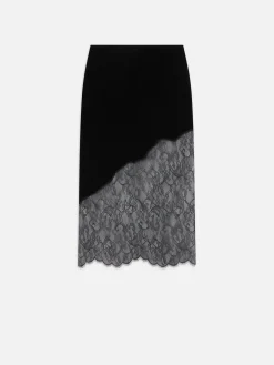 Velvet Lace Skirt in Black