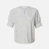 V-Neck Popover Top in Navy Multi