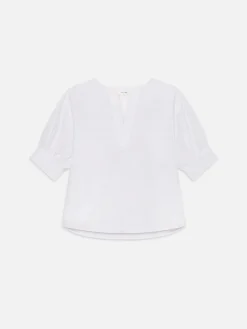 V-Neck Popover Top in White